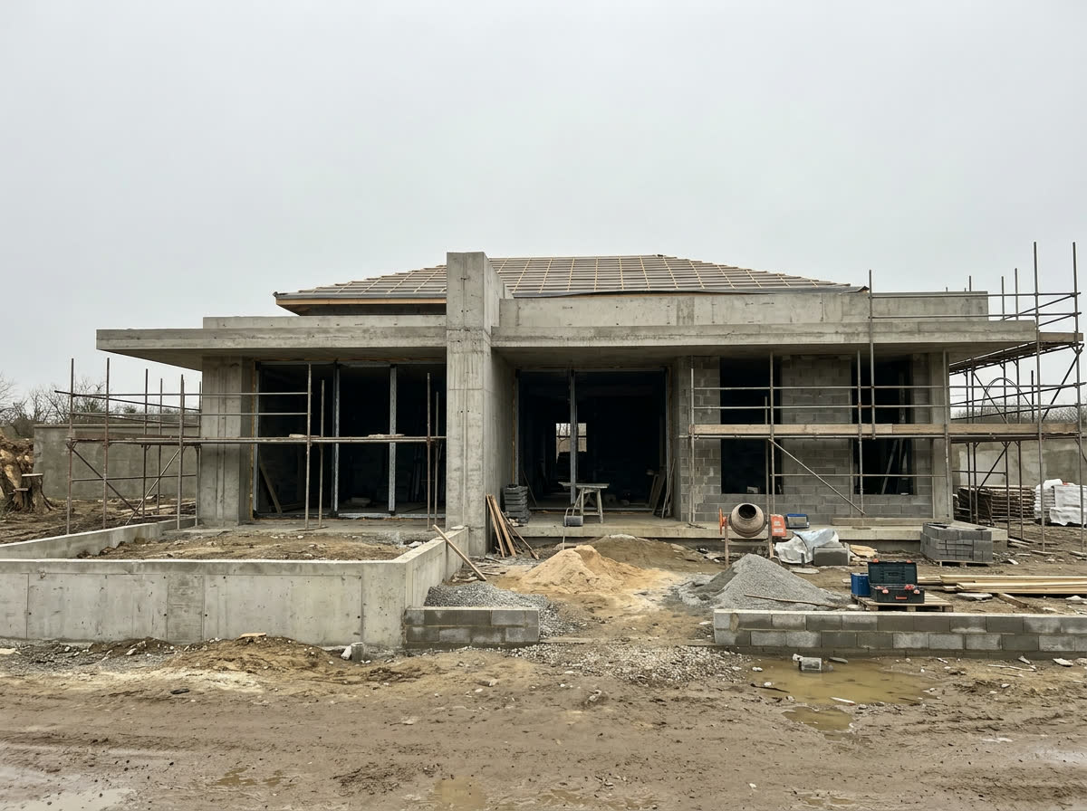 Hillside villa before