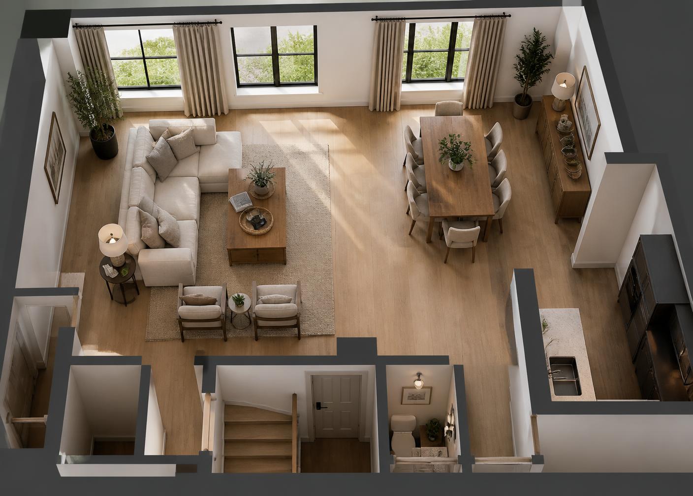 Living & dining after