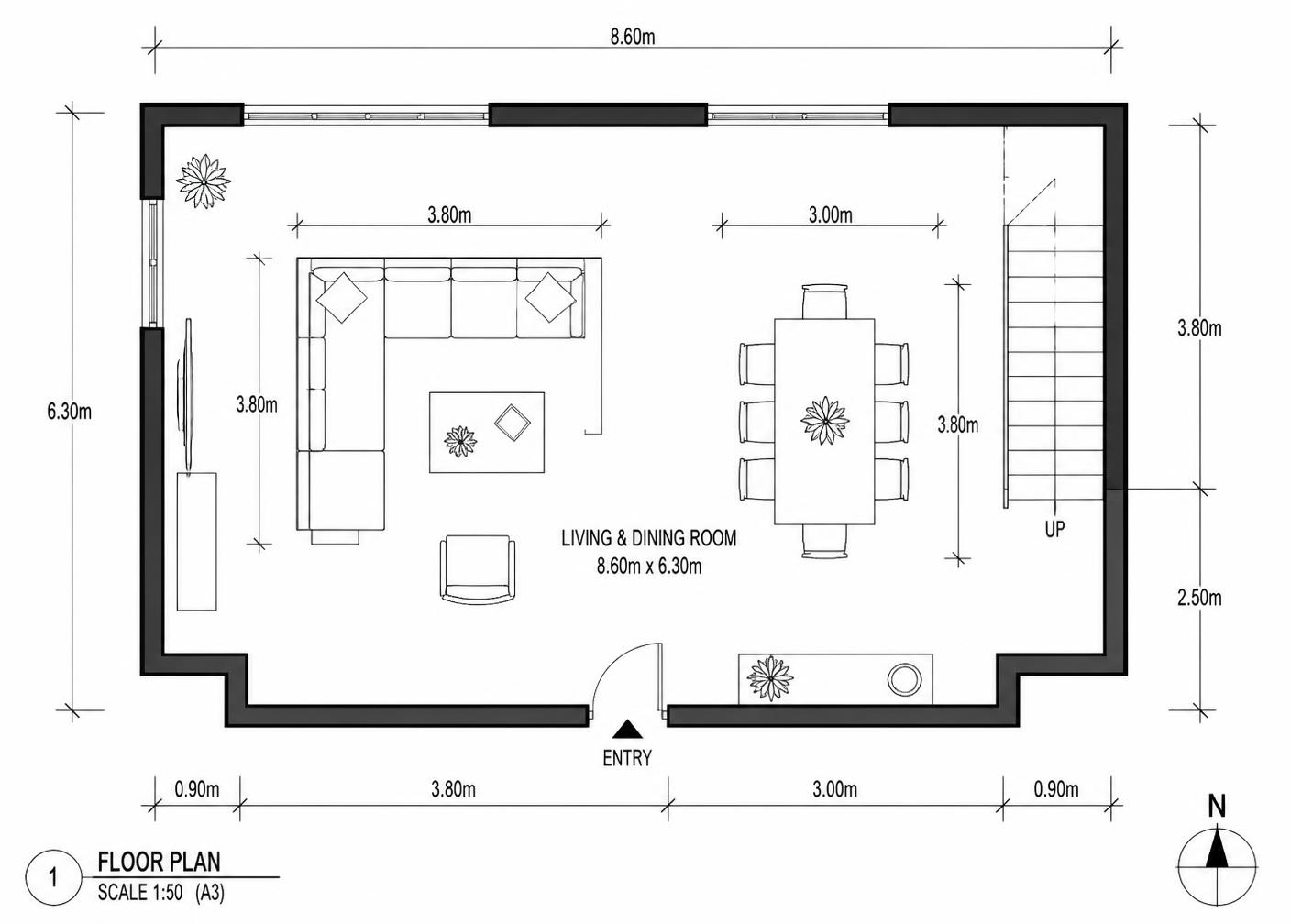 Living & dining before