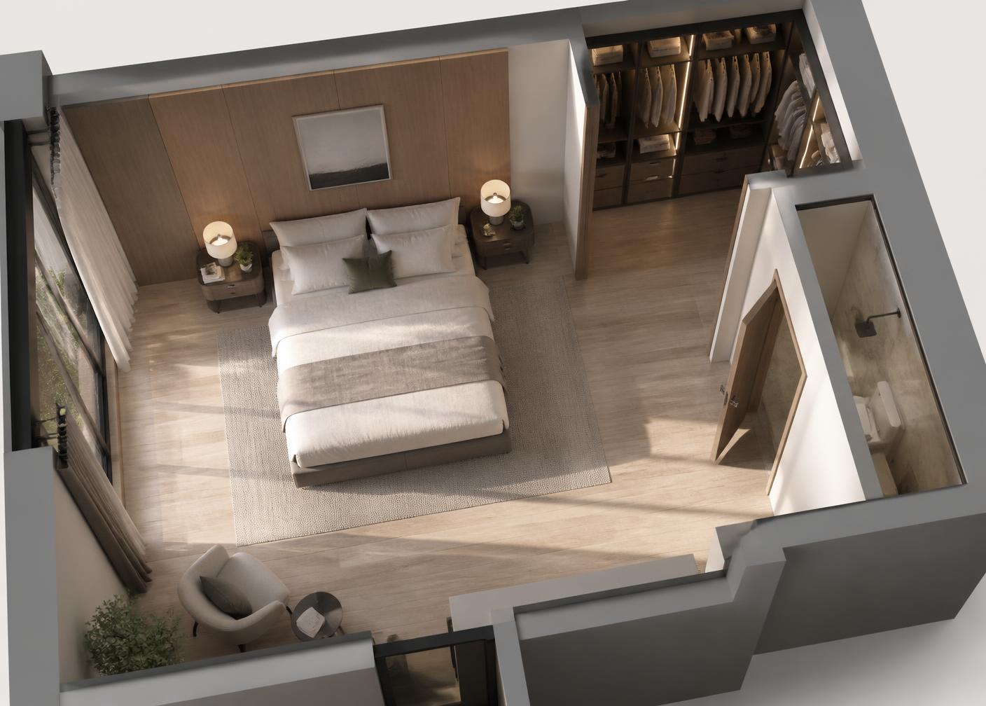 Master bedroom suite after